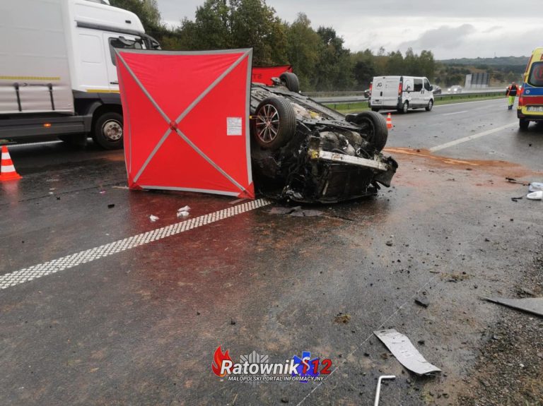 Śmiertelny Wypadek na Autostradzie A4 (383km kier.Kraków) wysokość m.Grojec