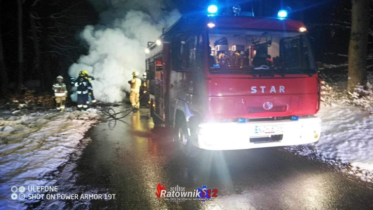Pożar samochodu w Lgocie (pow. Chrzanowski)