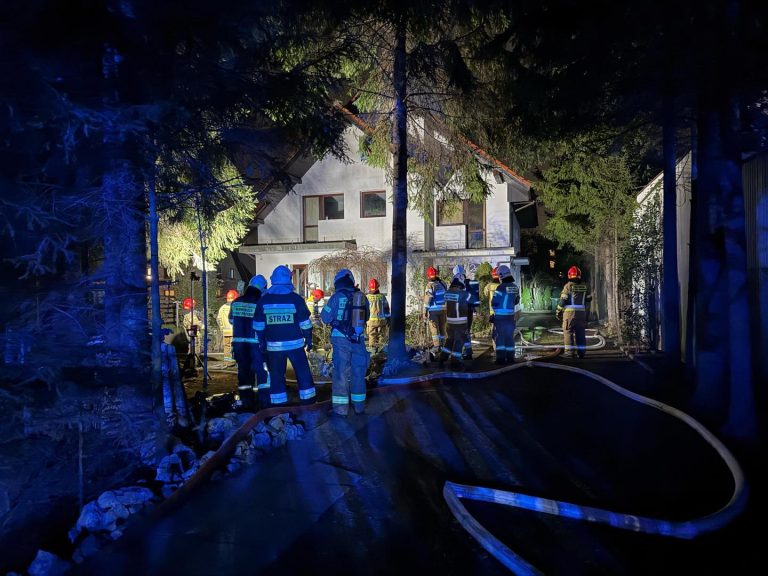 Pożar domu w Skawinie na ul.Zielonej