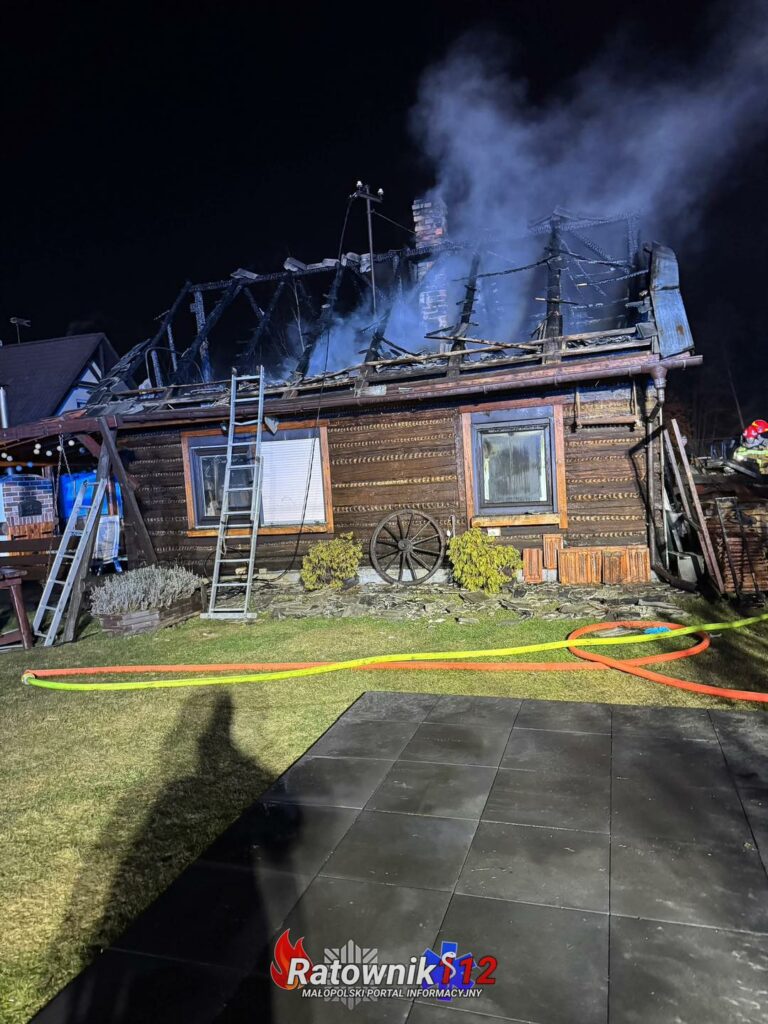 Pożar domu w Skawinie