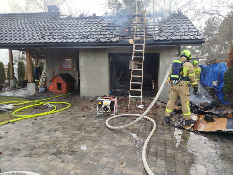 Pożar budynku gospodarczego w Maszkienicach (pow.Brzeski)