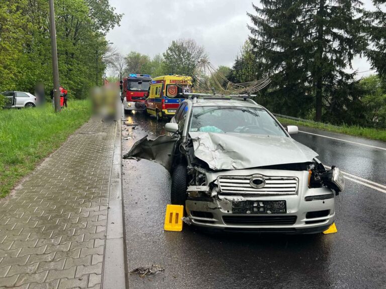 Zdarzenie drogowe z udziałem dwóch pojazdów w Słomnikach