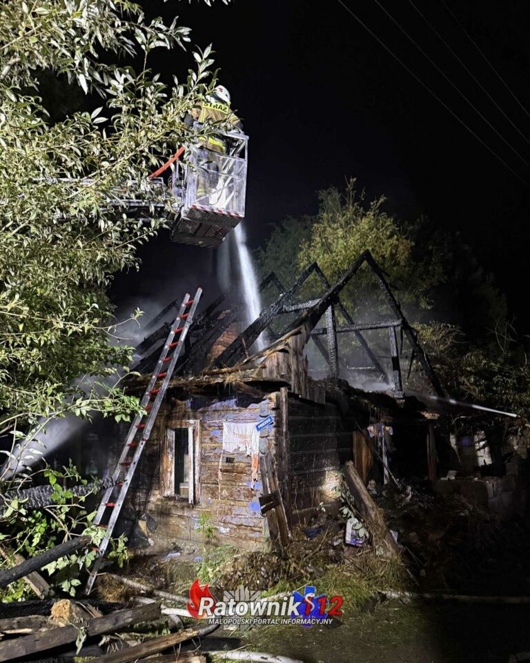 Pożar pustostanu w Zalasie. Strażacy walczyli z ogniem przez kilka godzin