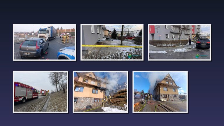 Intensywny dzień służb w Małopolsce. Seria kolizji drogowych, tragiczne zdarzenie w Tarnowie oraz pożar budynku w Poroninie